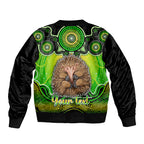 personalised-australia-virgo-echidna-zodiac-bomber-jacket-auz-astrology-aboriginal-green