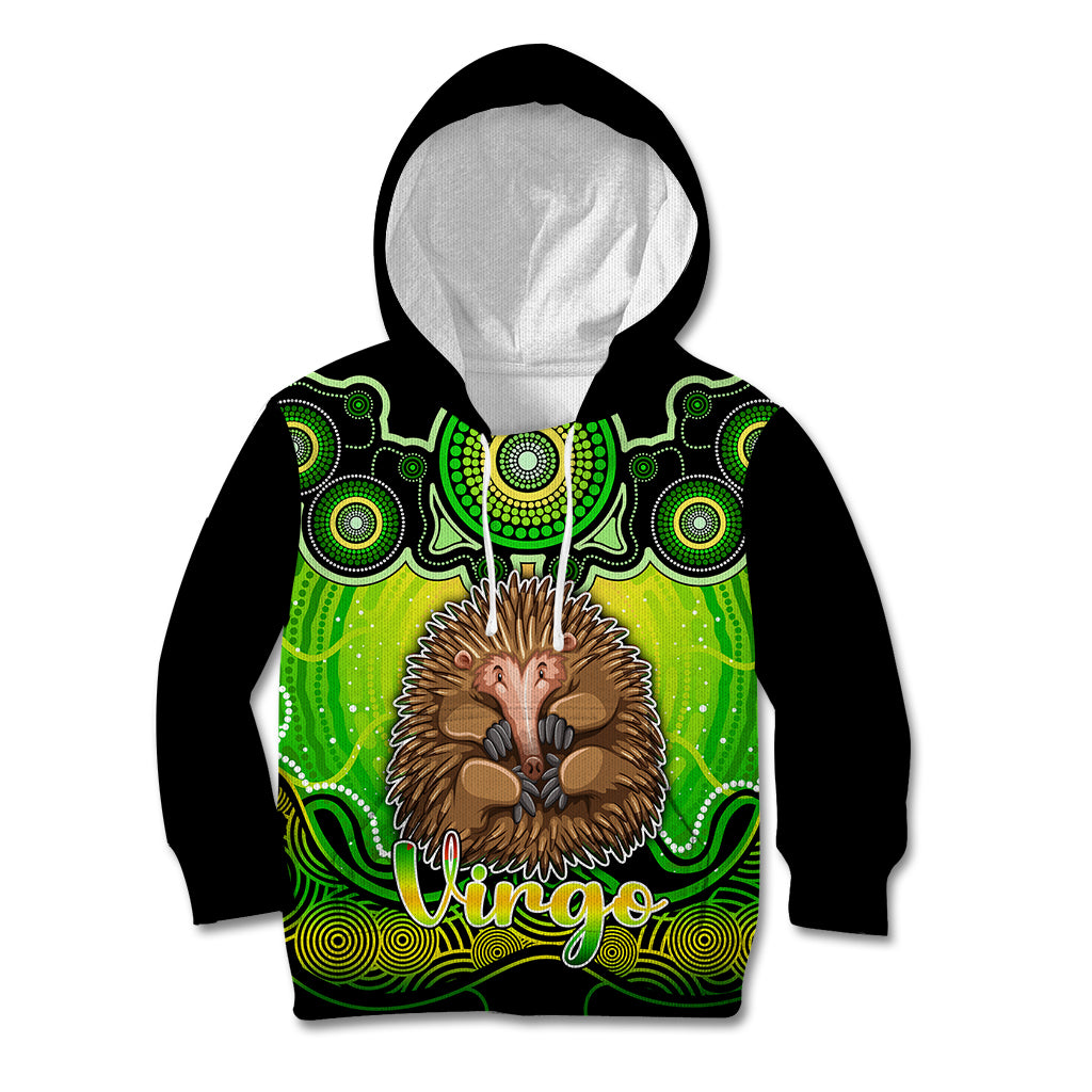 personalised-australia-virgo-echidna-zodiac-kid-hoodie-auz-astrology-aboriginal-green