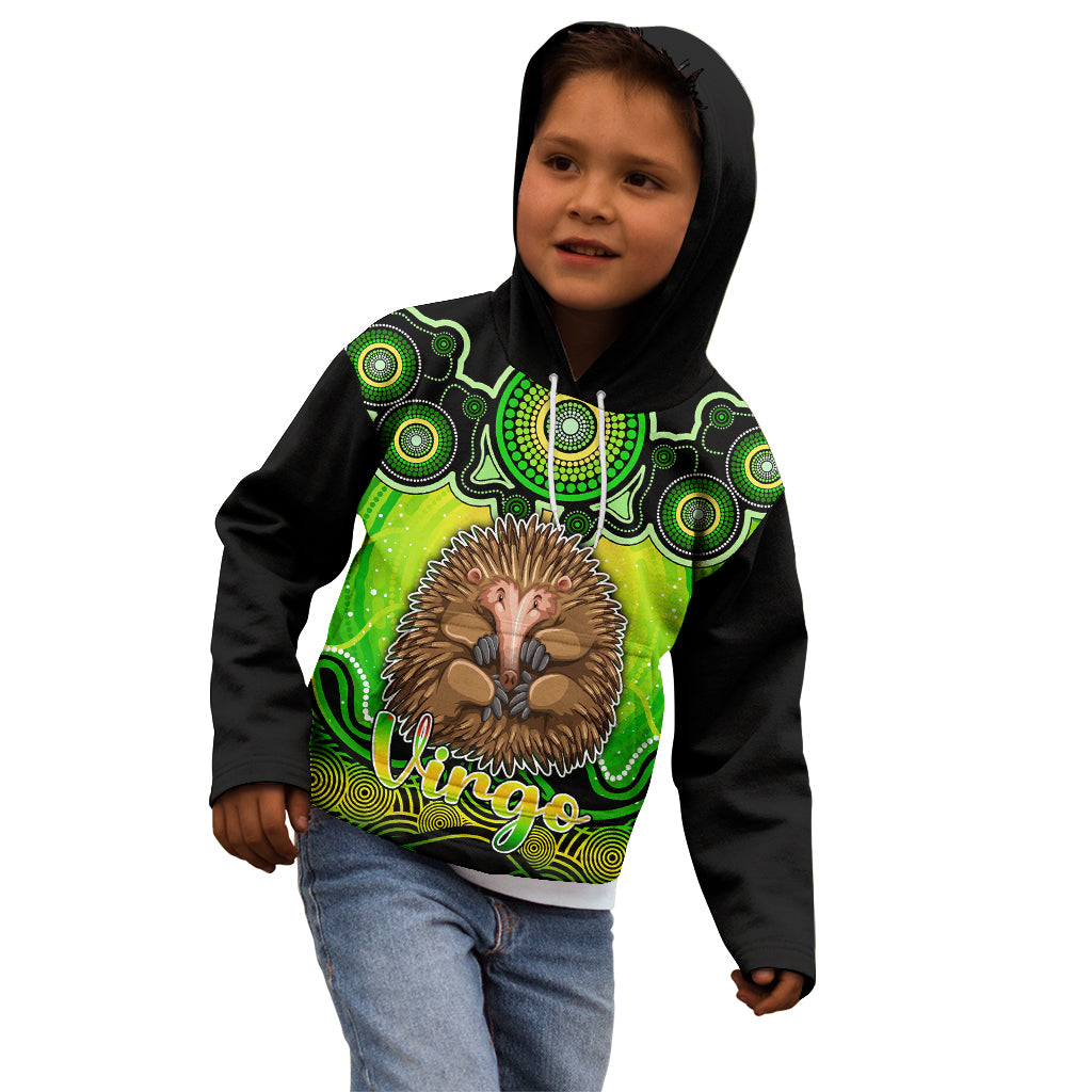personalised-australia-virgo-echidna-zodiac-kid-hoodie-auz-astrology-aboriginal-green