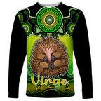 personalised-australia-virgo-echidna-zodiac-long-sleeve-shirt-auz-astrology-aboriginal-green