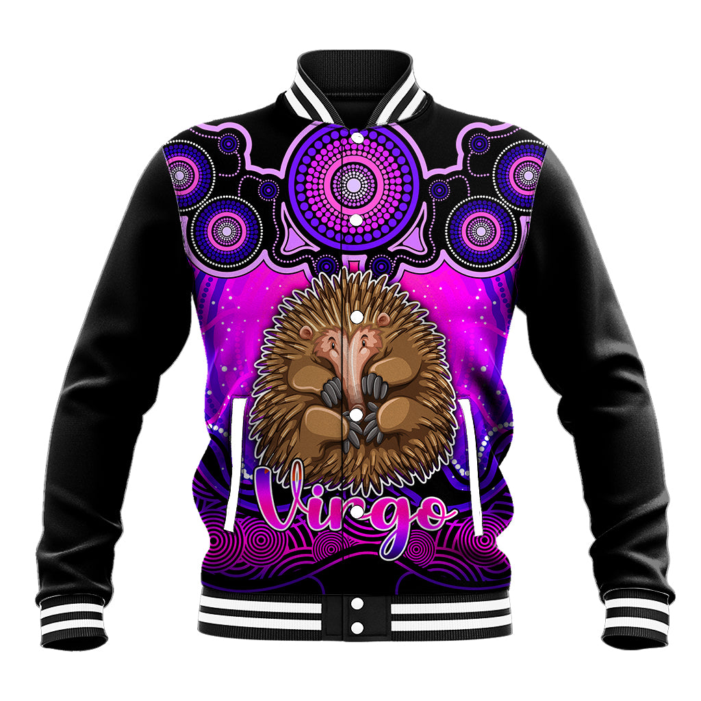 personalised-australia-virgo-echidna-zodiac-baseball-jacket-auz-astrology-aboriginal-magenta