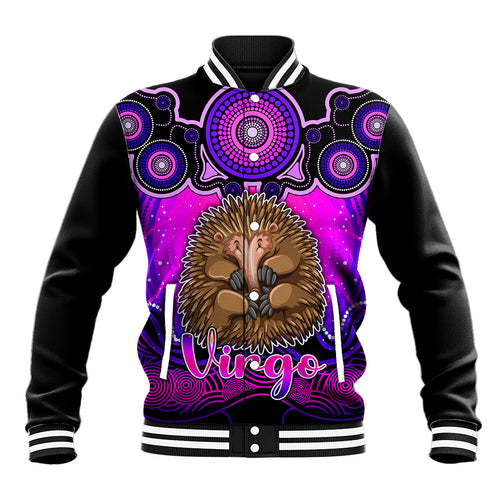 personalised-australia-virgo-echidna-zodiac-baseball-jacket-auz-astrology-aboriginal-magenta