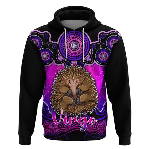 personalised-australia-virgo-echidna-zodiac-hoodie-auz-astrology-aboriginal-magenta