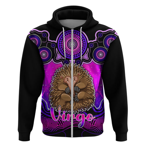 personalised-australia-virgo-echidna-zodiac-hoodie-auz-astrology-aboriginal-magenta