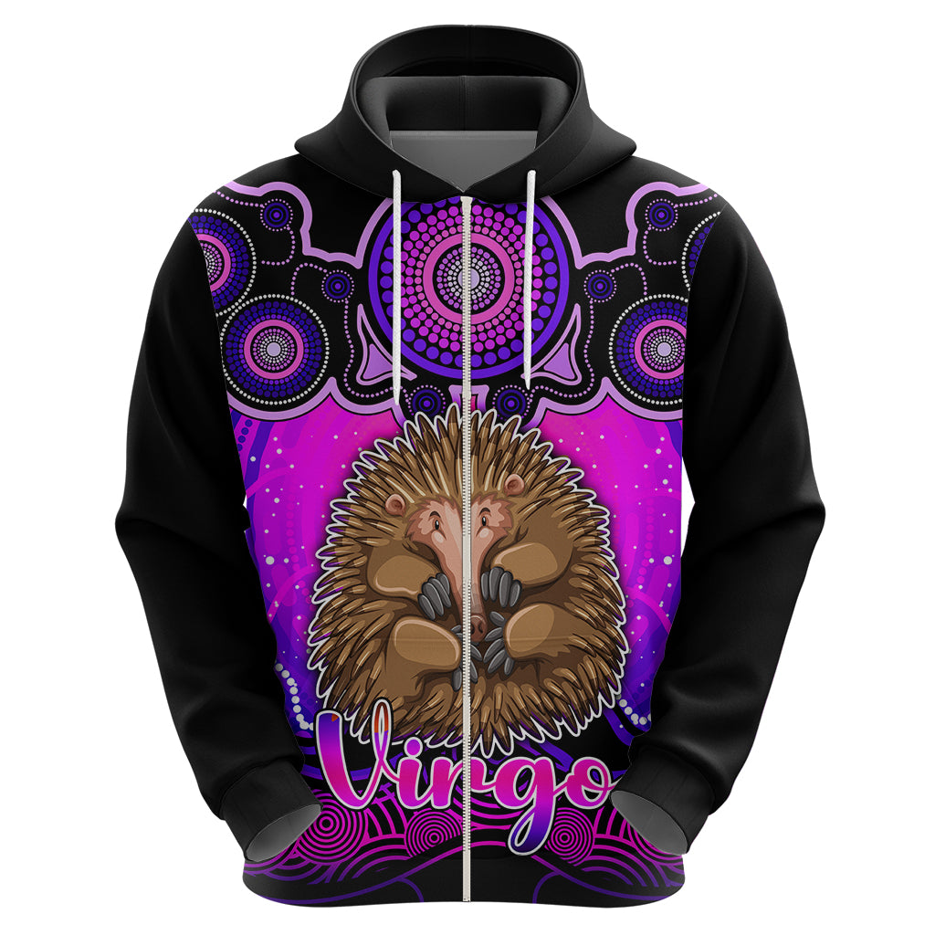 personalised-australia-virgo-echidna-zodiac-hoodie-auz-astrology-aboriginal-magenta