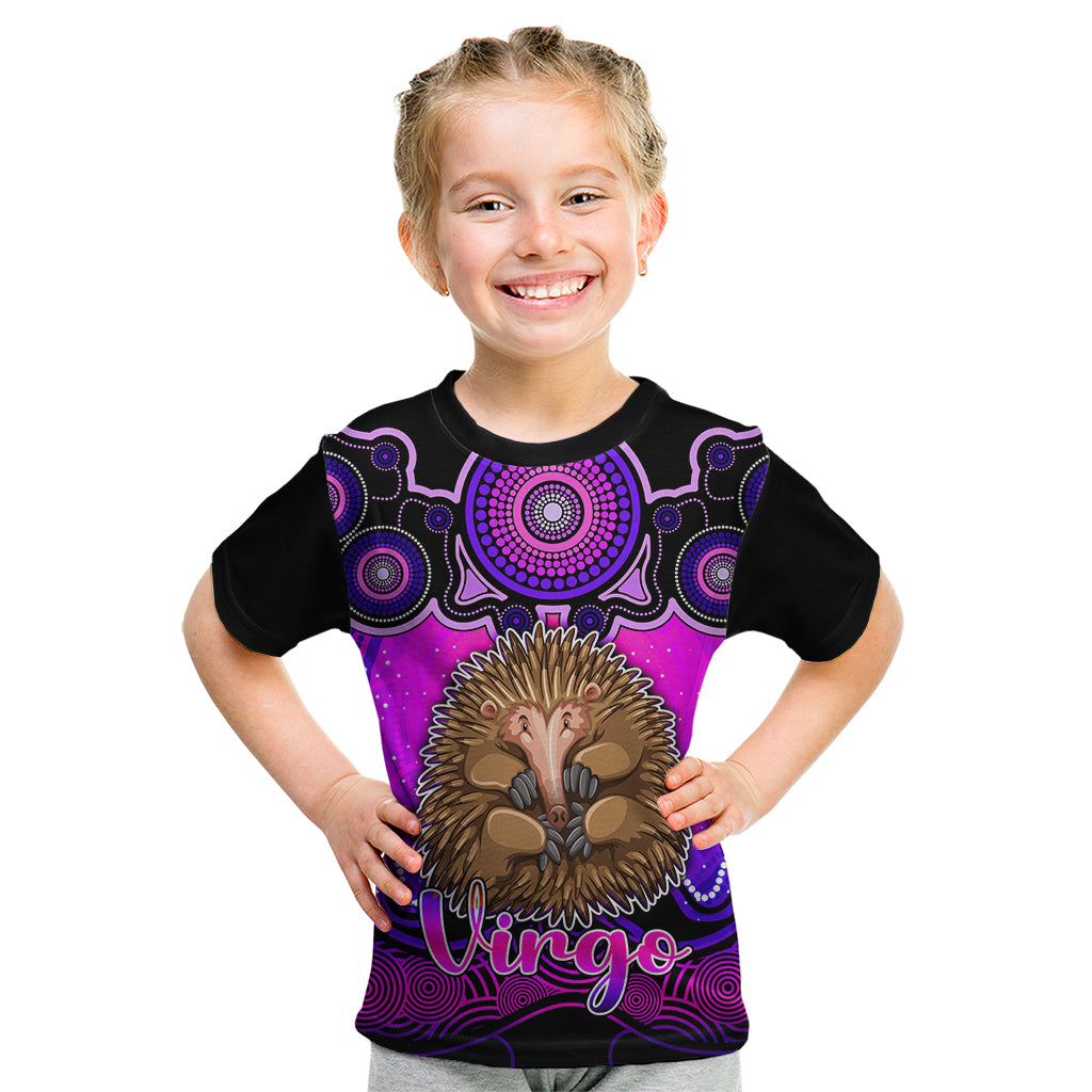 personalised-australia-virgo-echidna-zodiac-kid-t-shirt-auz-astrology-aboriginal-magenta