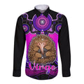 personalised-australia-virgo-echidna-zodiac-long-sleeve-button-shirt-auz-astrology-aboriginal-magenta