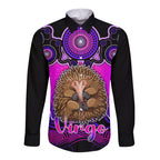 personalised-australia-virgo-echidna-zodiac-long-sleeve-button-shirt-auz-astrology-aboriginal-magenta