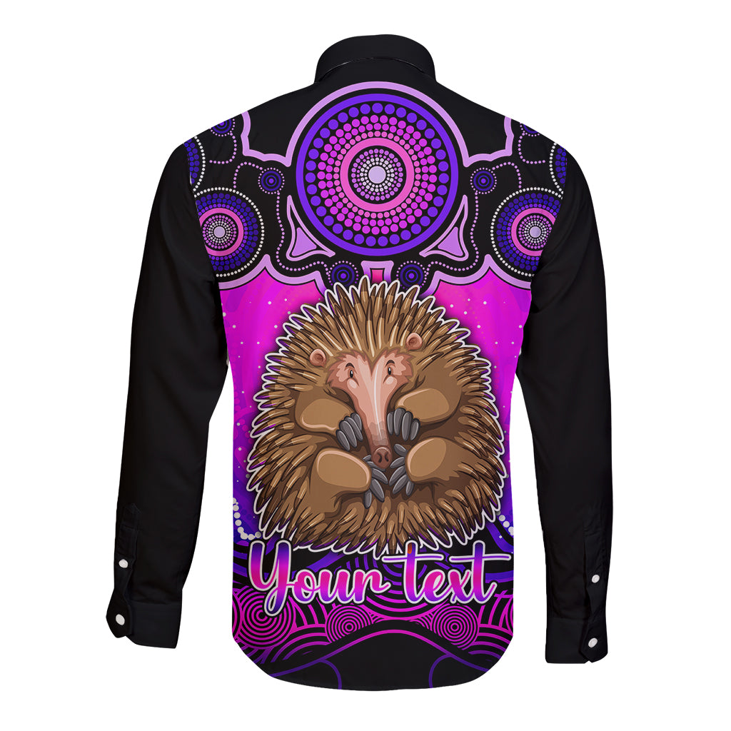 personalised-australia-virgo-echidna-zodiac-long-sleeve-button-shirt-auz-astrology-aboriginal-magenta