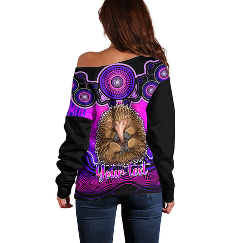 personalised-australia-virgo-echidna-zodiac-off-shoulder-sweater-auz-astrology-aboriginal-magenta