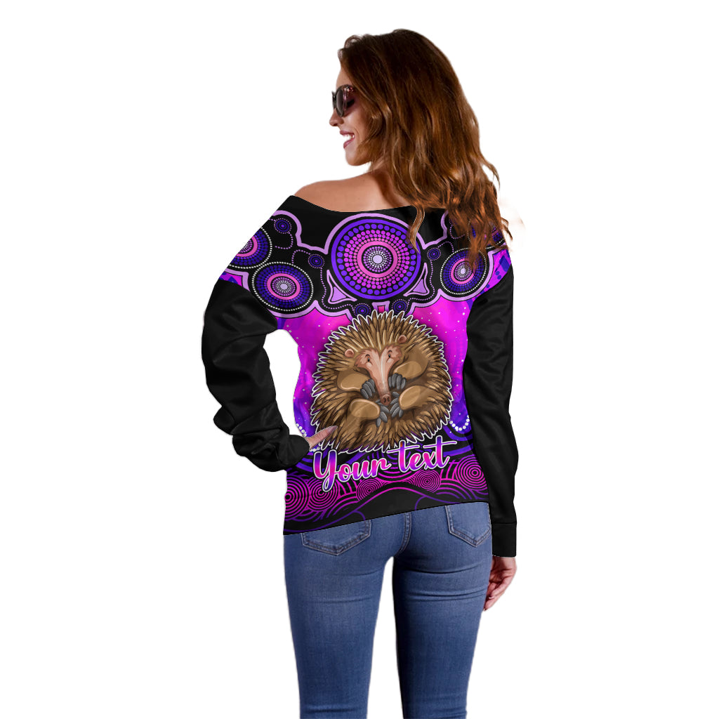 personalised-australia-virgo-echidna-zodiac-off-shoulder-sweater-auz-astrology-aboriginal-magenta