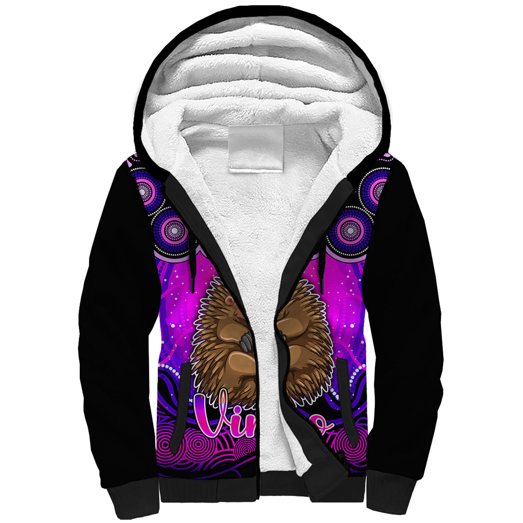personalised-australia-virgo-echidna-zodiac-sherpa-hoodie-auz-astrology-aboriginal-magenta