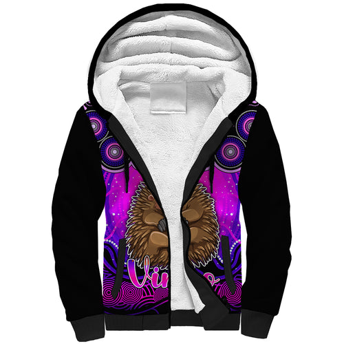 personalised-australia-virgo-echidna-zodiac-sherpa-hoodie-auz-astrology-aboriginal-magenta
