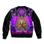 personalised-australia-virgo-echidna-zodiac-sleeve-zip-bomber-jacket-auz-astrology-aboriginal-magenta