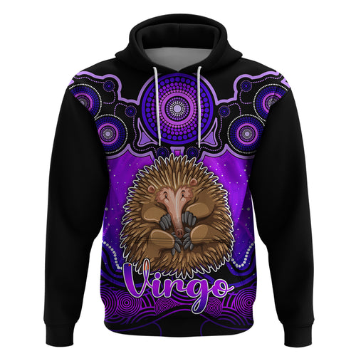 personalised-australia-virgo-echidna-zodiac-hoodie-auz-astrology-aboriginal-purple