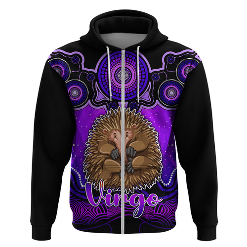 personalised-australia-virgo-echidna-zodiac-hoodie-auz-astrology-aboriginal-purple