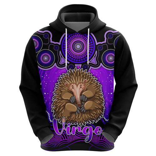 personalised-australia-virgo-echidna-zodiac-hoodie-auz-astrology-aboriginal-purple