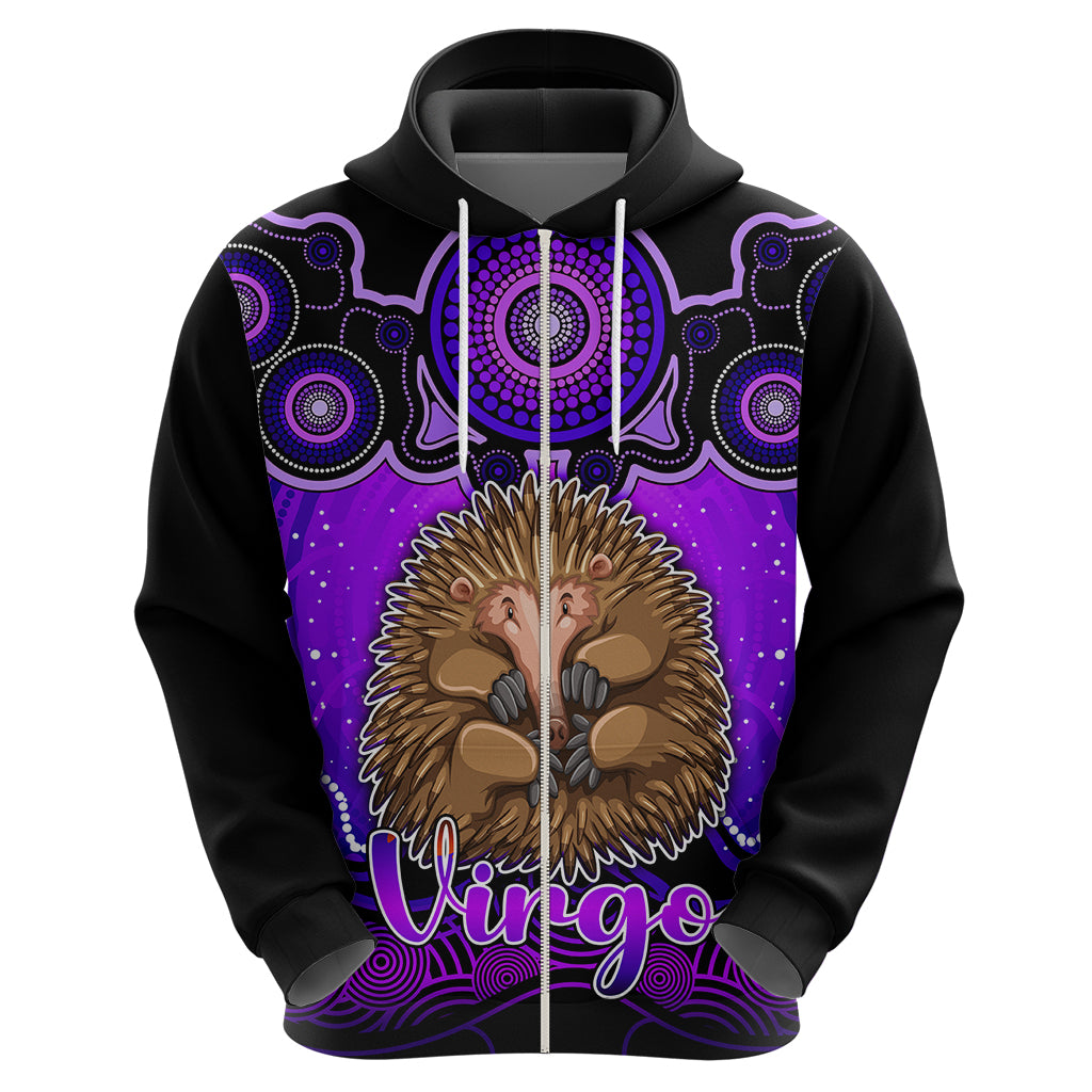 personalised-australia-virgo-echidna-zodiac-hoodie-auz-astrology-aboriginal-purple