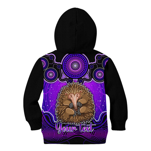 personalised-australia-virgo-echidna-zodiac-kid-hoodie-auz-astrology-aboriginal-purple