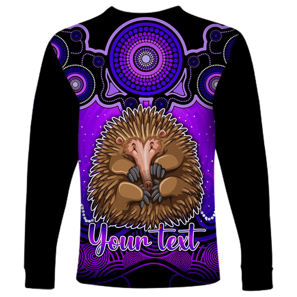 personalised-australia-virgo-echidna-zodiac-long-sleeve-shirt-auz-astrology-aboriginal-purple