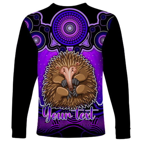personalised-australia-virgo-echidna-zodiac-long-sleeve-shirt-auz-astrology-aboriginal-purple