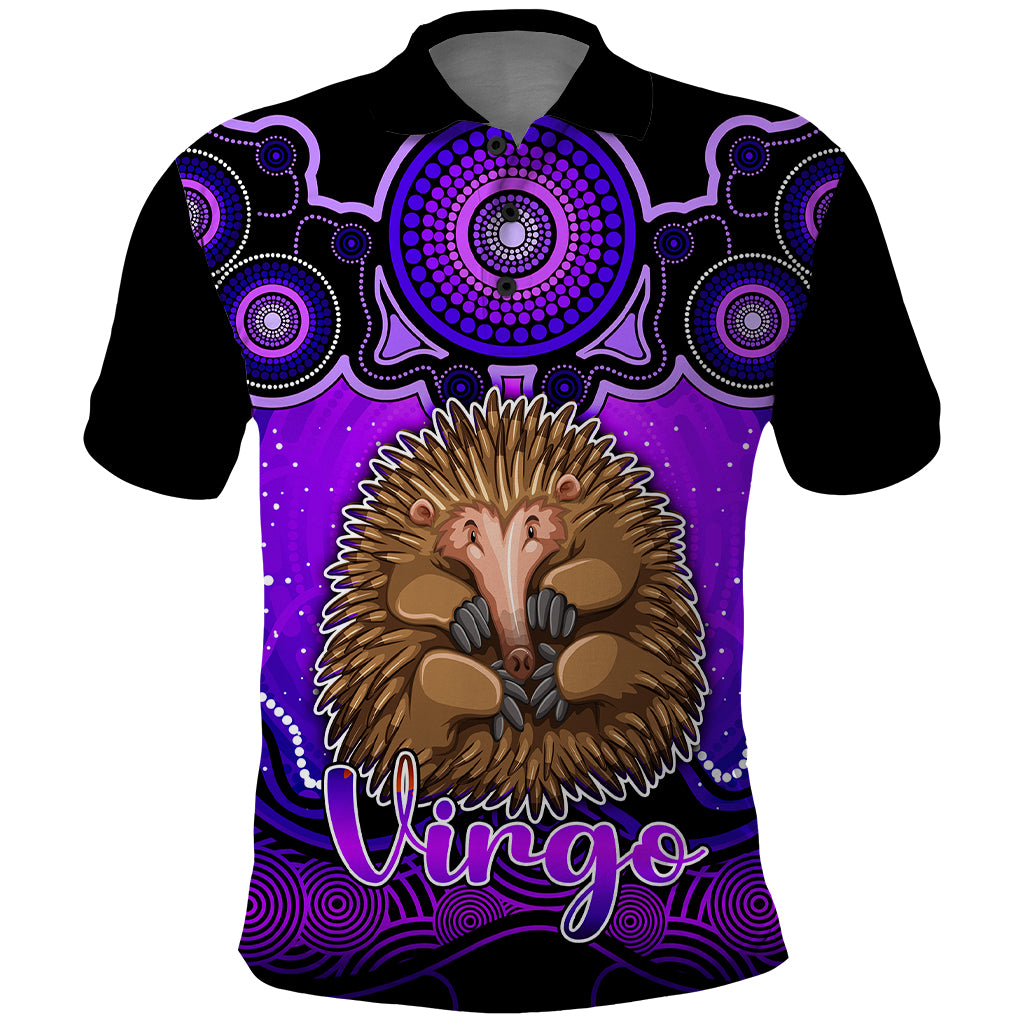 personalised-australia-virgo-echidna-zodiac-polo-shirt-auz-astrology-aboriginal-purple