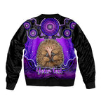 personalised-australia-virgo-echidna-zodiac-sleeve-zip-bomber-jacket-auz-astrology-aboriginal-purple