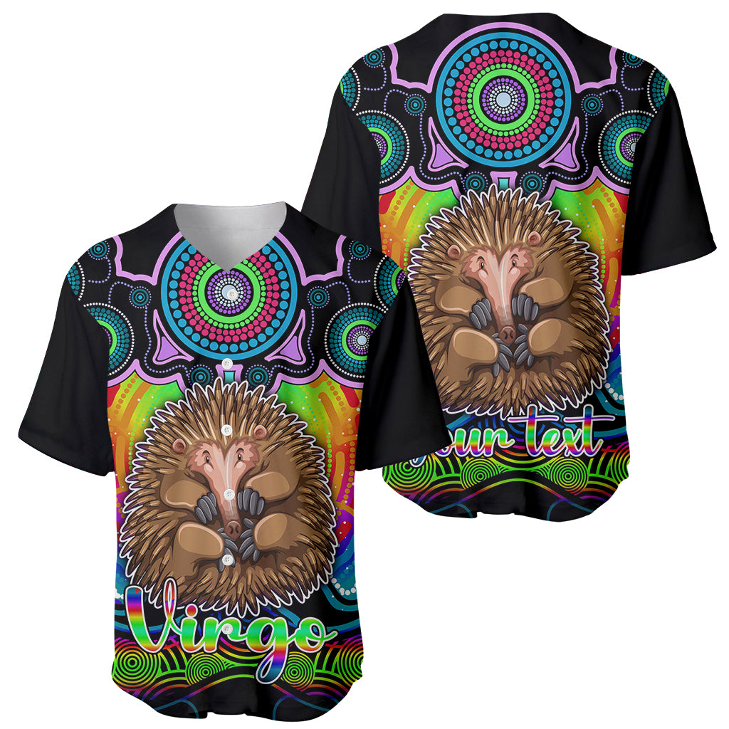 personalised-australia-virgo-echidna-zodiac-baseball-jersey-auz-astrology-aboriginal-rainbow