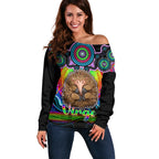 personalised-australia-virgo-echidna-zodiac-off-shoulder-sweater-auz-astrology-aboriginal-rainbow