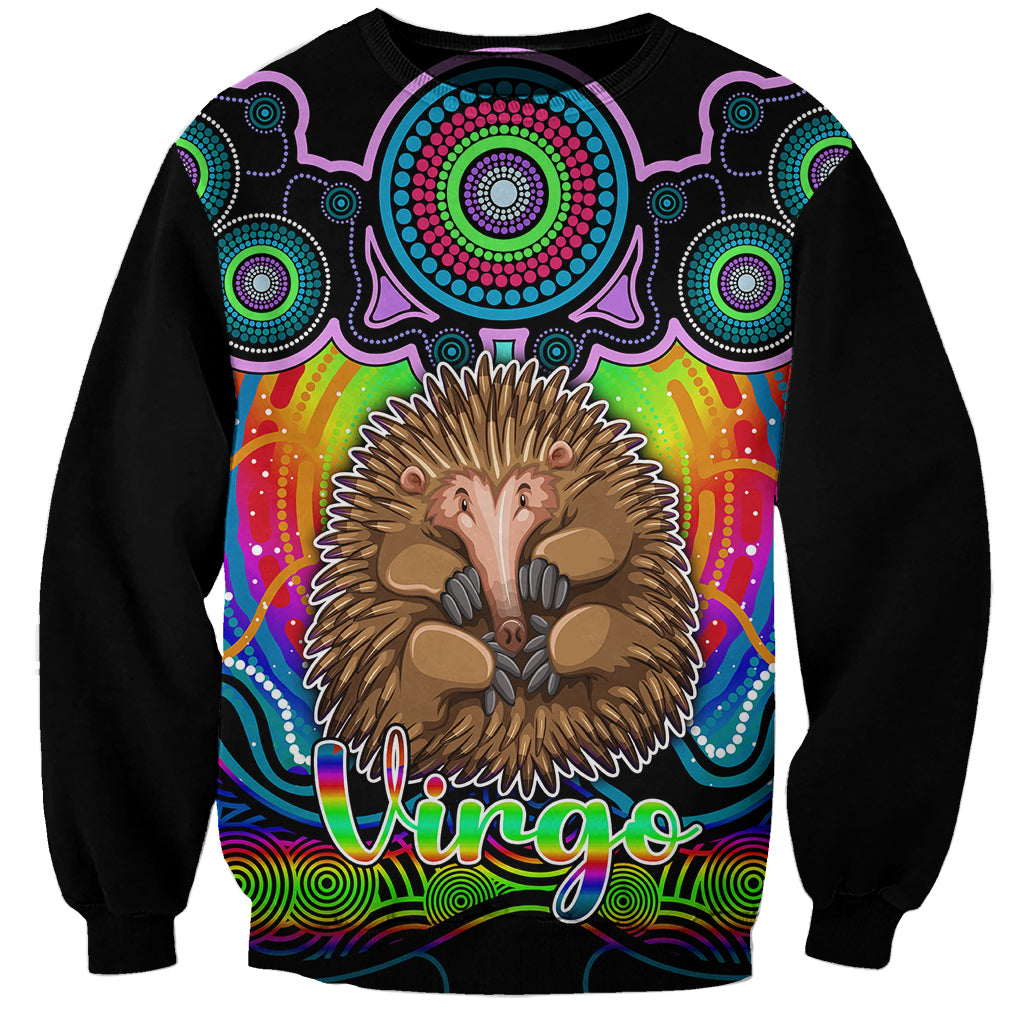 personalised-australia-virgo-echidna-zodiac-sweatshirt-auz-astrology-aboriginal-rainbow