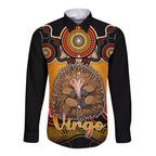 personalised-australia-virgo-echidna-zodiac-long-sleeve-button-shirt-auz-astrology-aboriginal-red