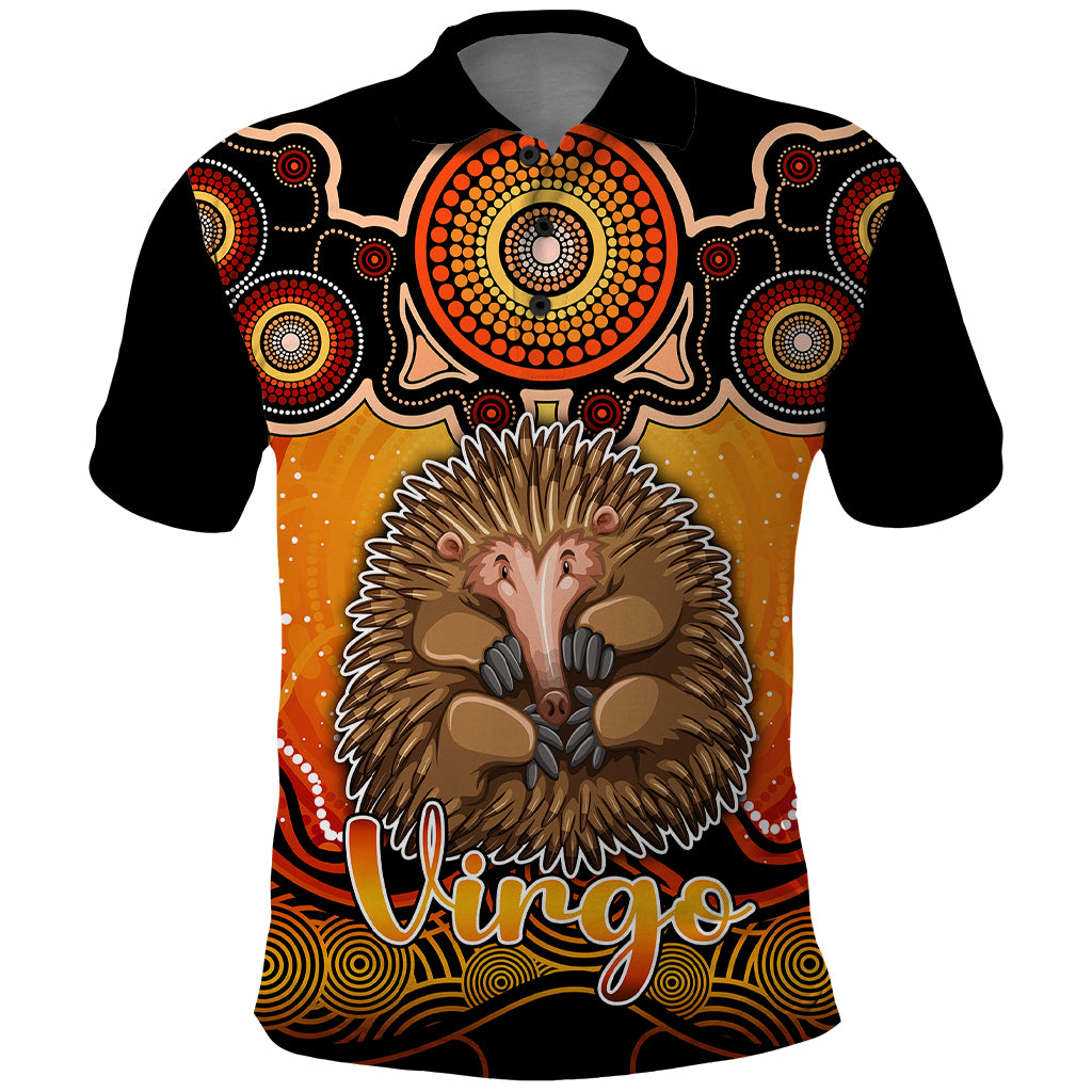 personalised-australia-virgo-echidna-zodiac-polo-shirt-auz-astrology-aboriginal-red