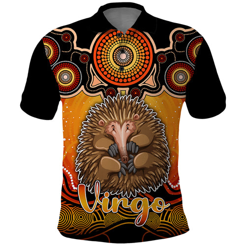 personalised-australia-virgo-echidna-zodiac-polo-shirt-auz-astrology-aboriginal-red