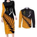 australia-wallabies-and-aotearoa-rugby-couples-matching-long-sleeve-bodycon-dress-and-long-sleeve-button-shirts-kangaroo-black-fern-maori-gold-vibe