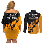 australia-wallabies-and-aotearoa-rugby-couples-matching-off-shoulder-short-dress-and-long-sleeve-button-shirts-kangaroo-black-fern-maori-gold-vibe