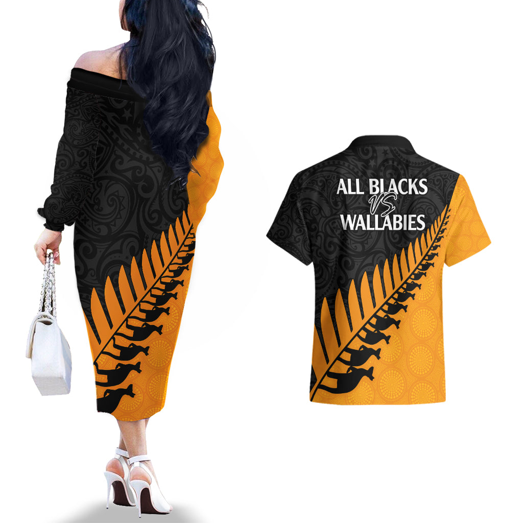 australia-wallabies-and-aotearoa-rugby-couples-matching-off-the-shoulder-long-sleeve-dress-and-hawaiian-shirt-kangaroo-black-fern-maori-gold-vibe
