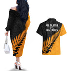 australia-wallabies-and-aotearoa-rugby-couples-matching-off-the-shoulder-long-sleeve-dress-and-hawaiian-shirt-kangaroo-black-fern-maori-gold-vibe