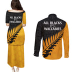 australia-wallabies-and-aotearoa-rugby-couples-matching-puletasi-dress-and-long-sleeve-button-shirts-kangaroo-black-fern-maori-gold-vibe
