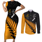 australia-wallabies-and-aotearoa-rugby-couples-matching-short-sleeve-bodycon-dress-and-long-sleeve-button-shirts-kangaroo-black-fern-maori-gold-vibe