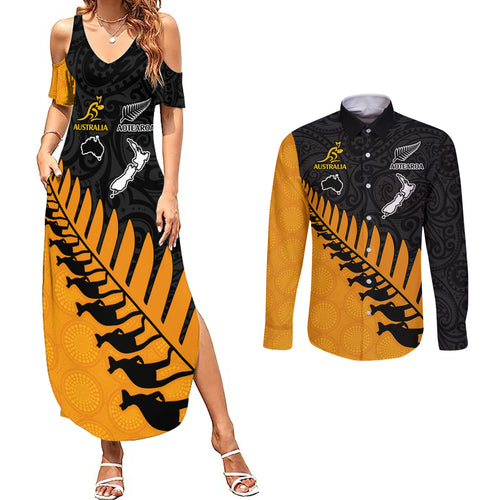australia-wallabies-and-aotearoa-rugby-couples-matching-summer-maxi-dress-and-long-sleeve-button-shirts-kangaroo-black-fern-maori-gold-vibe