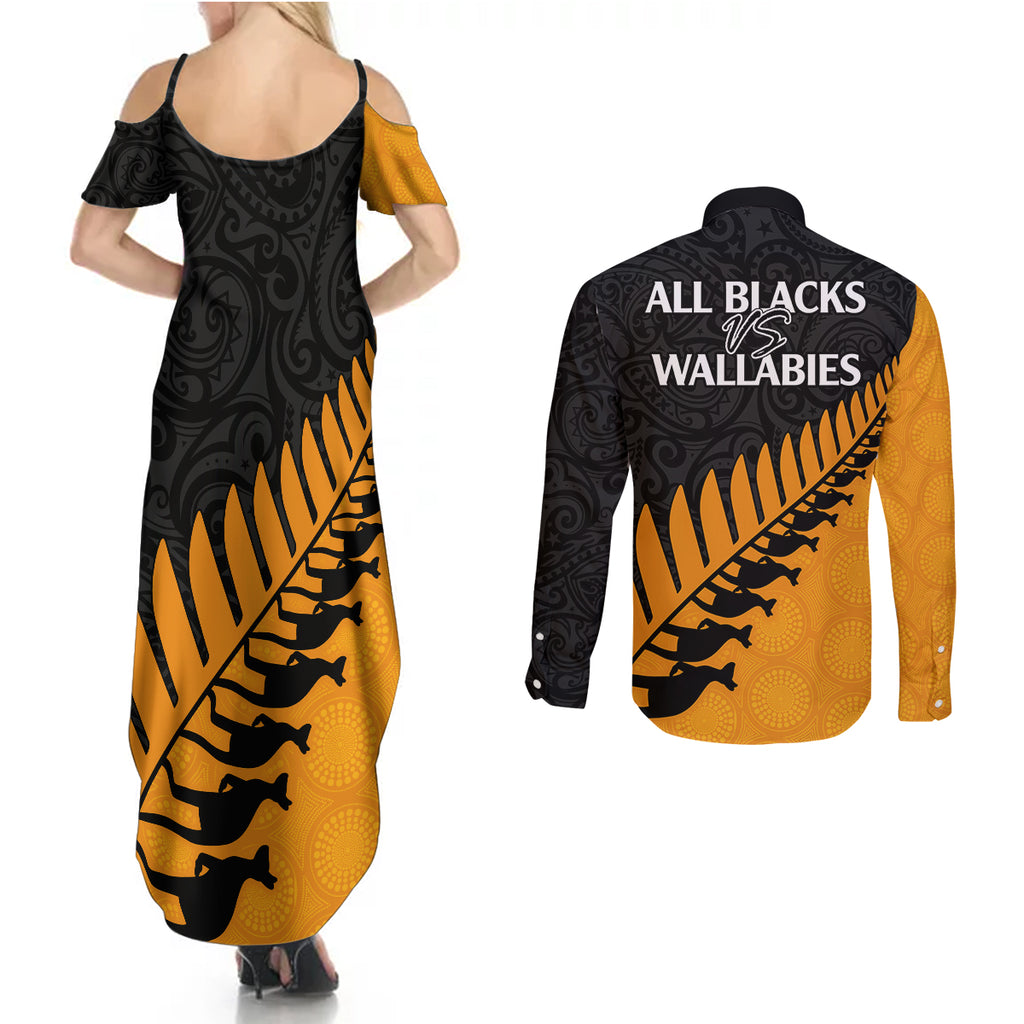 australia-wallabies-and-aotearoa-rugby-couples-matching-summer-maxi-dress-and-long-sleeve-button-shirts-kangaroo-black-fern-maori-gold-vibe