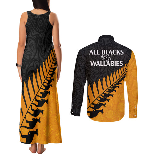 australia-wallabies-and-aotearoa-rugby-couples-matching-tank-maxi-dress-and-long-sleeve-button-shirts-kangaroo-black-fern-maori-gold-vibe