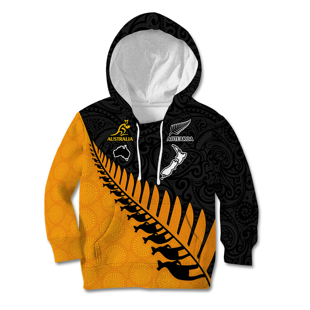 australia-wallabies-and-aotearoa-rugby-kid-hoodie-kangaroo-black-fern-maori-gold-vibe