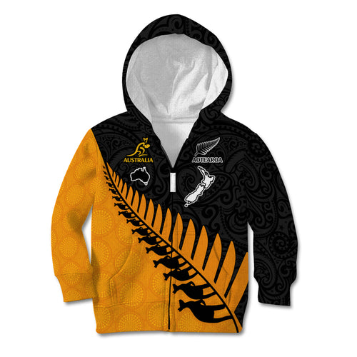 australia-wallabies-and-aotearoa-rugby-kid-hoodie-kangaroo-black-fern-maori-gold-vibe