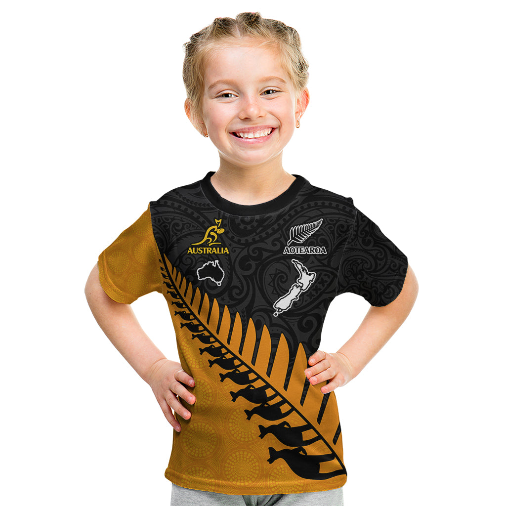 australia-wallabies-and-aotearoa-rugby-kid-t-shirt-kangaroo-black-fern-maori-gold-vibe