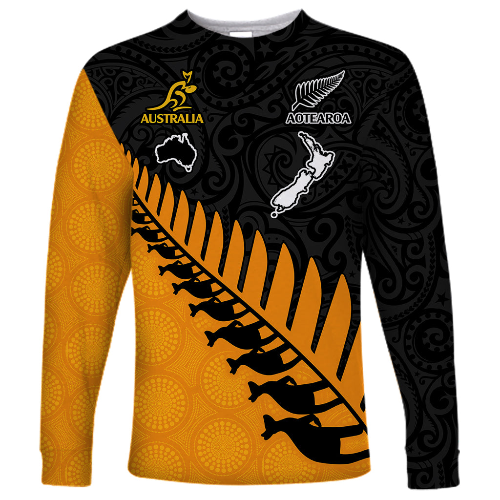 australia-wallabies-and-aotearoa-rugby-long-sleeve-shirt-kangaroo-black-fern-maori-gold-vibe