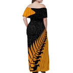 australia-wallabies-and-aotearoa-rugby-off-shoulder-maxi-dress-kangaroo-black-fern-maori-gold-vibe