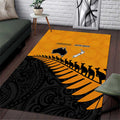 Australia New Zealand Rugby Area Rug Gold Aboriginal Wallabies and Maori Black Fern - Aussie Hoodie