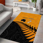 Australia New Zealand Rugby Area Rug Gold Aboriginal Wallabies and Maori Black Fern - Aussie Hoodie