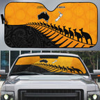 Australia New Zealand Rugby Auto Sun Shade Gold Aboriginal Wallabies and Maori Black Fern - Aussie Hoodie